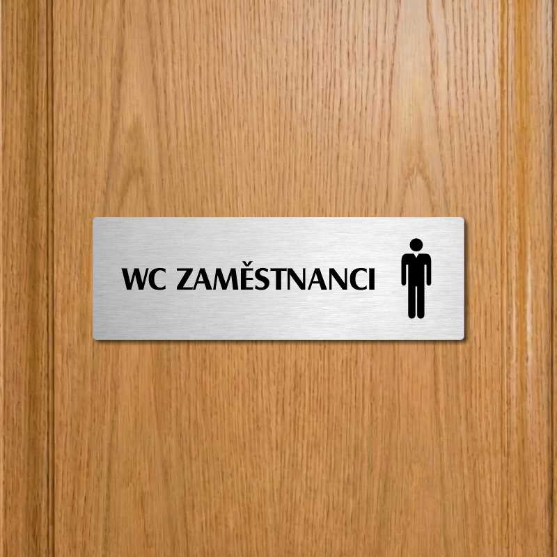 WC zaměstnanci muži, 240x79mm, zlatá popiska s dvojtým rámečkem